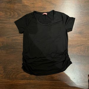 Maternity black stretchy side ruched tee